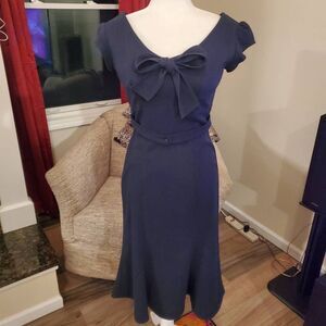 Stop Staring Alicia Estrada Midnight Blue Demure Retro Rockabilly Style Dress Si